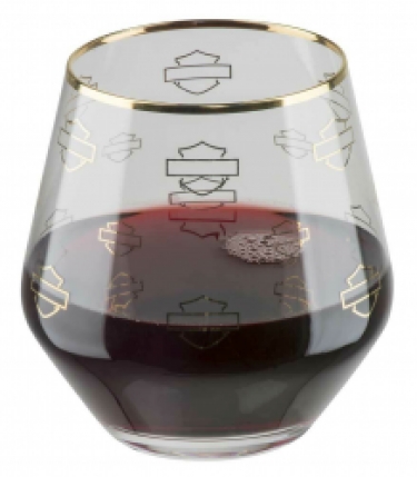 Harley-Davidson® Repeat Silhouette Bar & Shield Stemless Wine Glass Set